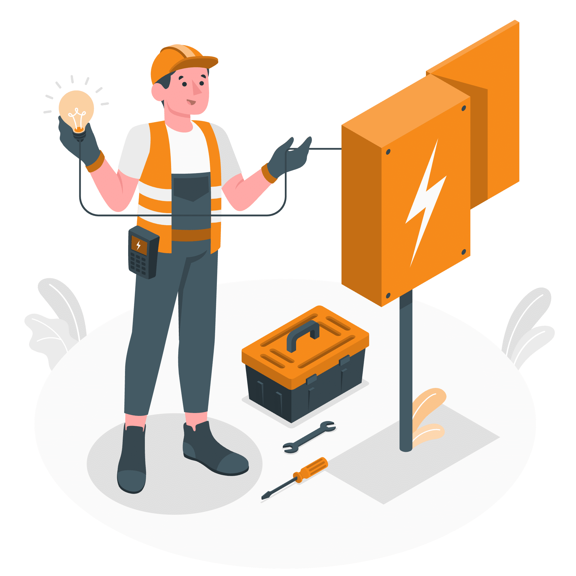 Illustration d'un électricien tenant une ampoule